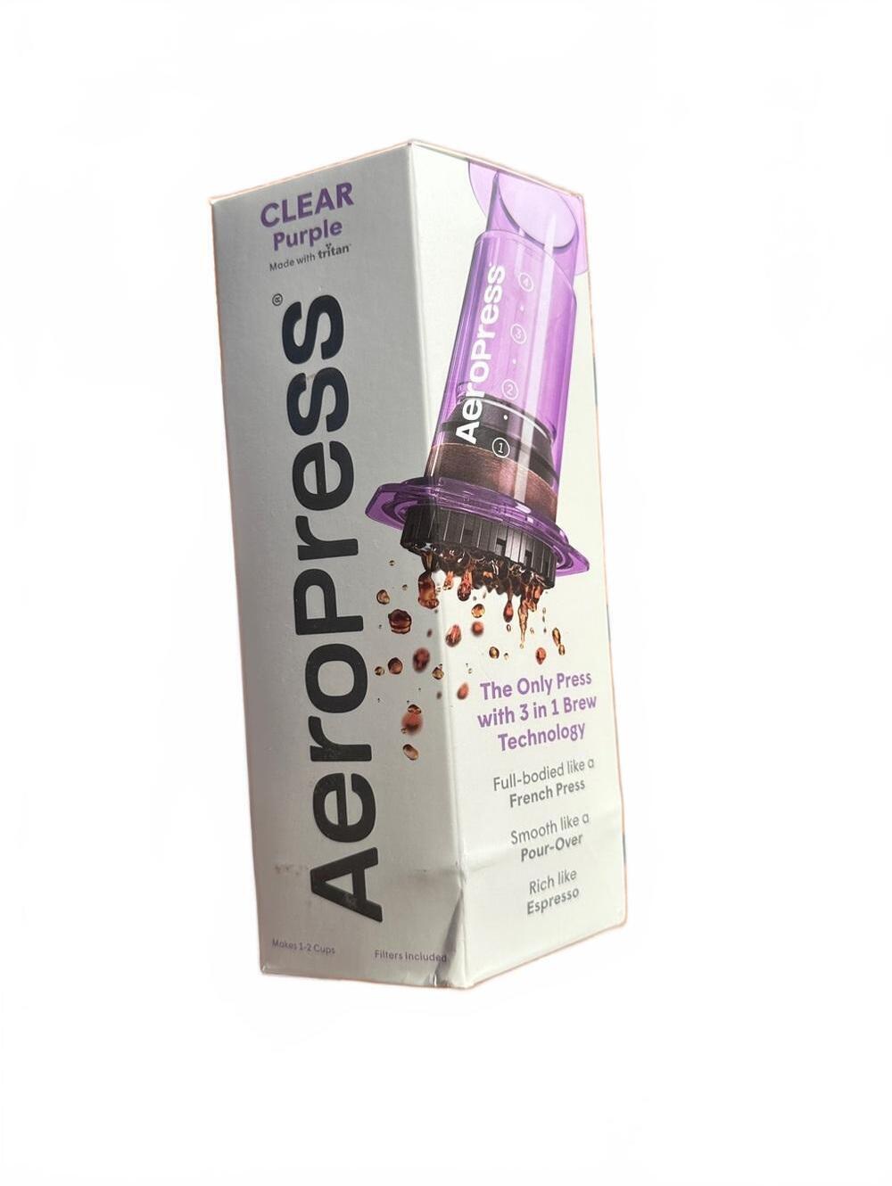 AeroPress Coffee Maker French Press Clear Purple New Open Box NIB